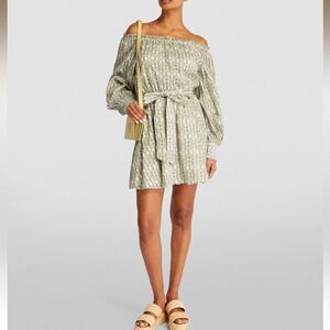 Alice +‎ Olivia Off-The-Shoulder Mary Belted Mini Dress Puff Sleeve Size XL